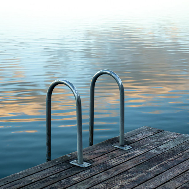 swimming_rails_lake_wooden_masonry_by_river_landscape